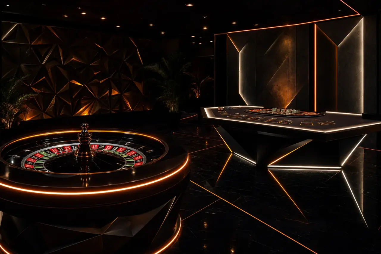 Rulett és blackjack asztalok LED világítással